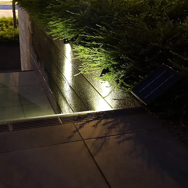 Alt view image 7 of 7 - 4-Spotlight Mini 50X Solar-Powered LED Spotlight (Warm White LED), Black Finish, Outdoor Garden Yard Landscape Downlight