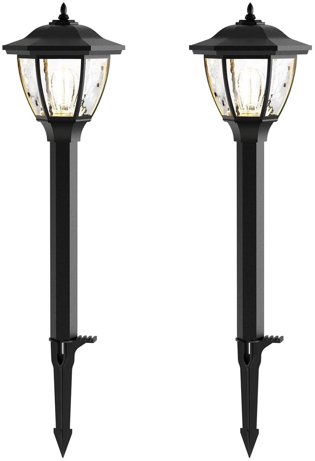 Main image of GOODSMANN 2-Pack Low Voltage LED Path Lights, 12V AC, 1W, 40 lm, 2700K | Metal landscape path lights with replaceable LED bulbs, 2700K warm white light, and cable connectors