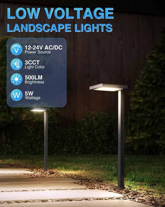 Alt view image 2 of 7 - SUNVIE 3CCT Low Voltage Pathway Lights Wired Pathway Lights Outdoor 5W 3000K Anti Glare LED Low Voltage Landscape Lighting Waterproof Landscape Path Lights for Walkway Backyard Garden Patio, 4 Pack