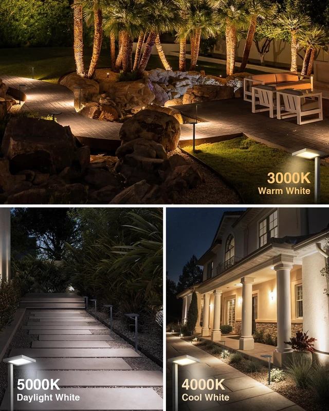 Alt view image 3 of 7 - SUNVIE 3CCT Low Voltage Pathway Lights Wired Pathway Lights Outdoor 5W 3000K Anti Glare LED Low Voltage Landscape Lighting Waterproof Landscape Path Lights for Walkway Backyard Garden Patio, 4 Pack