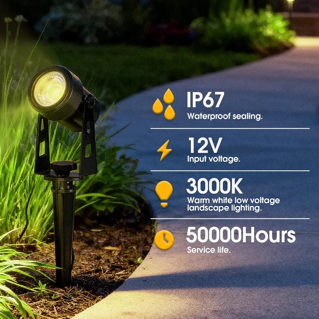Alt view image 2 of 7 - CPLIRIS Outdoor Landscape Lighting, LED Spot Lights Kit for Garden, Yard, House, Lawn, Tree, Flags, Fence Use, Warm White 2700k-3300k, IP67 Waterproof & Connectable - 6 Pack