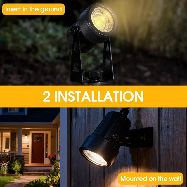 Alt view image 4 of 7 - CPLIRIS Outdoor Landscape Lighting, LED Spot Lights Kit for Garden, Yard, House, Lawn, Tree, Flags, Fence Use, Warm White 2700k-3300k, IP67 Waterproof & Connectable - 6 Pack