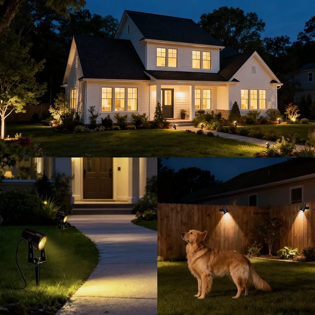 Alt view image 7 of 7 - CPLIRIS Outdoor Landscape Lighting, LED Spot Lights Kit for Garden, Yard, House, Lawn, Tree, Flags, Fence Use, Warm White 2700k-3300k, IP67 Waterproof & Connectable - 6 Pack