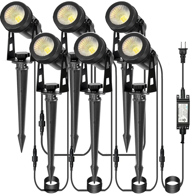 Main image of CPLIRIS Outdoor Landscape Lighting, LED Spot Lights Kit for Garden, Yard, House, Lawn, Tree, Flags, Fence Use, Warm White 2700k-3300k, IP67 Waterproof & Connectable - 6 Pack