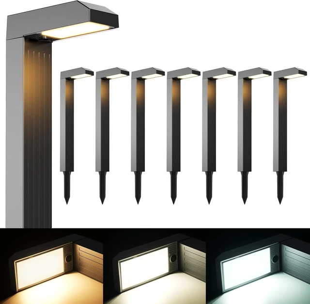 Main image of COXSENI Solar Pathway Lights Outdoor,3 Color Temperatures,20 LEDs,8 Pack | Clear Tempered Glass Solar Panel,IP65 Waterproof,Bright Led Landscape Lighting,Yard,Walkway,Driveway,Patio,Lawn,Auto On Off
