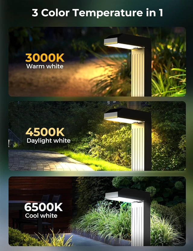 Alt view image 4 of 6 - COXSENI Solar Pathway Lights Outdoor,3 Color Temperatures,20 LEDs,8 Pack | Clear Tempered Glass Solar Panel,IP65 Waterproof,Bright Led Landscape Lighting,Yard,Walkway,Driveway,Patio,Lawn,Auto On Off