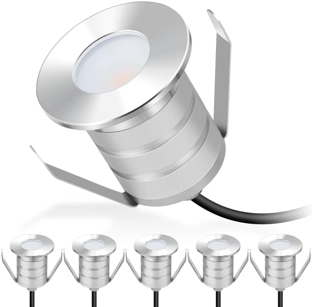 Main image of Gardencoin Outdoor Recessed LED Lights, 3 Watt Soffit & Deck Riser Lighting Flush Mount, 12V-24V Low Voltage Landscape In Ground Well Light, IP67 Waterproof, 3000K Warm White, 6 Pack