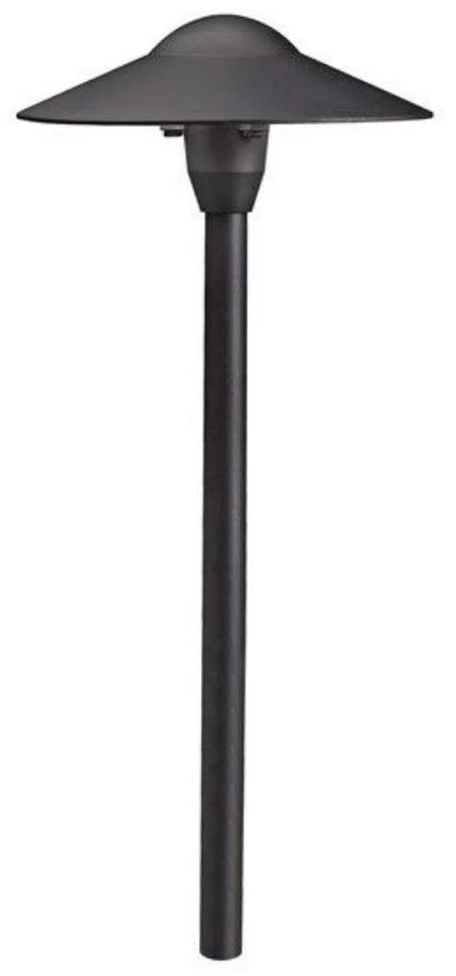 Main image of Kichler 12V Landscape Path Light, Textured Black | Dome design illuminates walkways, gardens, and landscape beds (8.25" x 21"), 15310BKT