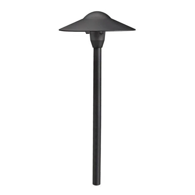 Alt view image 3 of 3 - Kichler 12V Landscape Path Light, Textured Black | Dome design illuminates walkways, gardens, and landscape beds (8.25" x 21"), 15310BKT