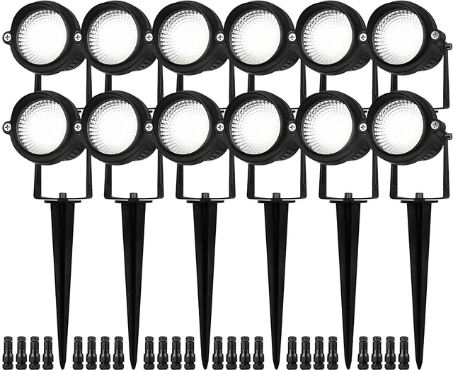 Main image of ELEGLO Landscape Lights,Low Voltage Led Landscape Lighting, 12V AC/DC Waterproof Landscape Spotlights Outdoor Flag Spot Light with Wire Connectors for Tree Flag Spotlight 5000K White Lawn 12Pack