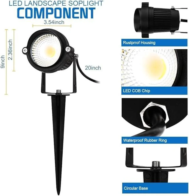 Alt view image 5 of 7 - ELEGLO Landscape Lights,Low Voltage Led Landscape Lighting, 12V AC/DC Waterproof Landscape Spotlights Outdoor Flag Spot Light with Wire Connectors for Tree Flag Spotlight 5000K White Lawn 12Pack