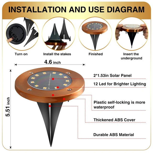 Alt view image 2 of 7 - HOFLYW Outdoor In-Ground Lights Solar Disc Lights Outdoor Solar Garden Lights | Outdoor Puck Lights Waterproof In Ground Solar Landscape Light 8 Pack 12 led for Pathway Yard Patio Walkway