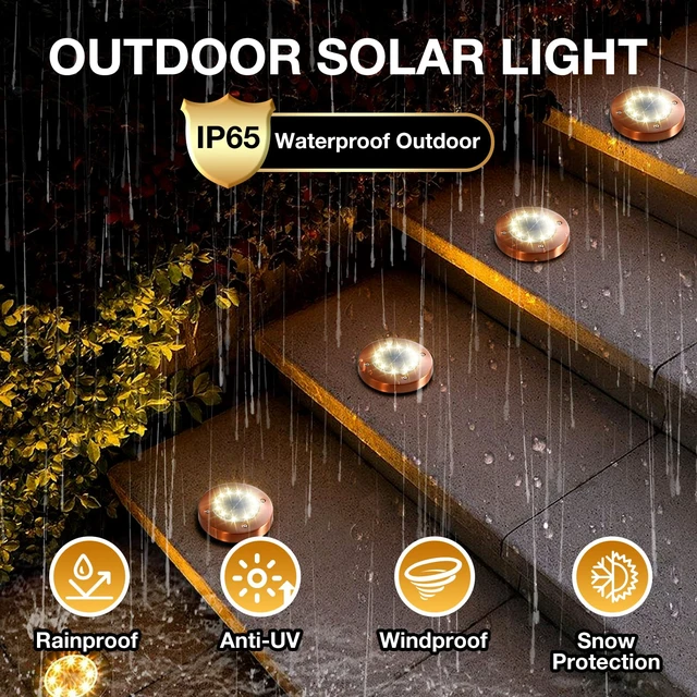 Alt view image 5 of 7 - HOFLYW Outdoor In-Ground Lights Solar Disc Lights Outdoor Solar Garden Lights | Outdoor Puck Lights Waterproof In Ground Solar Landscape Light 8 Pack 12 led for Pathway Yard Patio Walkway