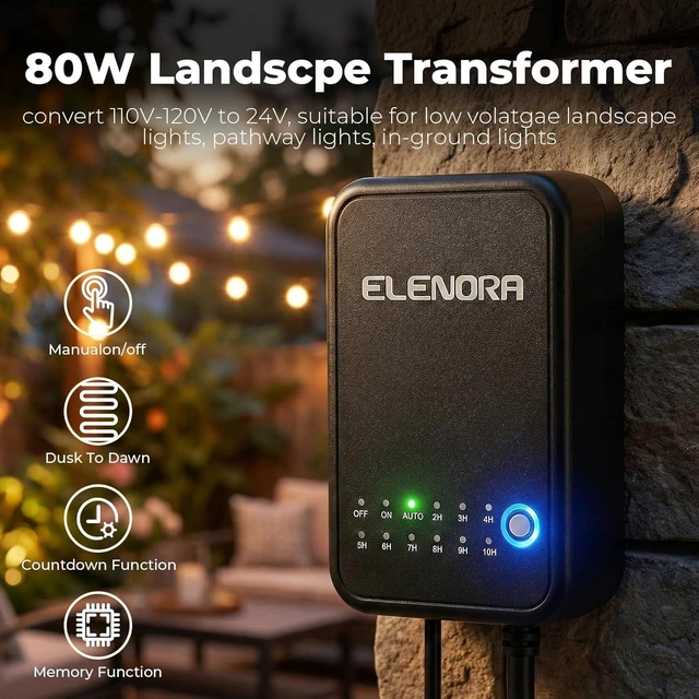 Alt view image 4 of 7 - Elenora All-in-One Low Voltage Landscape Lighting Kit, 6W Landscape Spotlights with 80W Transformer & 80FT Wire & Connectors, 2700K Warm White LED Spot Lights Waterproof for Yard Garden Tree, 8 Pack