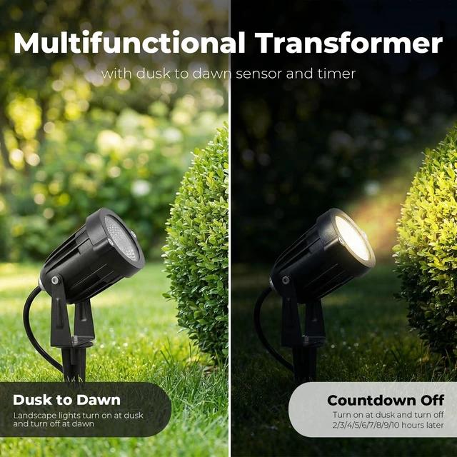 Alt view image 5 of 7 - Elenora All-in-One Low Voltage Landscape Lighting Kit, 6W Landscape Spotlights with 80W Transformer & 80FT Wire & Connectors, 2700K Warm White LED Spot Lights Waterproof for Yard Garden Tree, 8 Pack