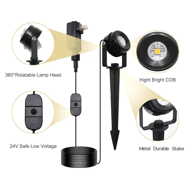 Alt view image 4 of 7 - HISTAR Led Low Voltage Landscape Lighting with Bluetooth App | Remote Control RGBW Outdoor Spot Lights for Yard, House, All-in-One Permanent Outdoor Lights