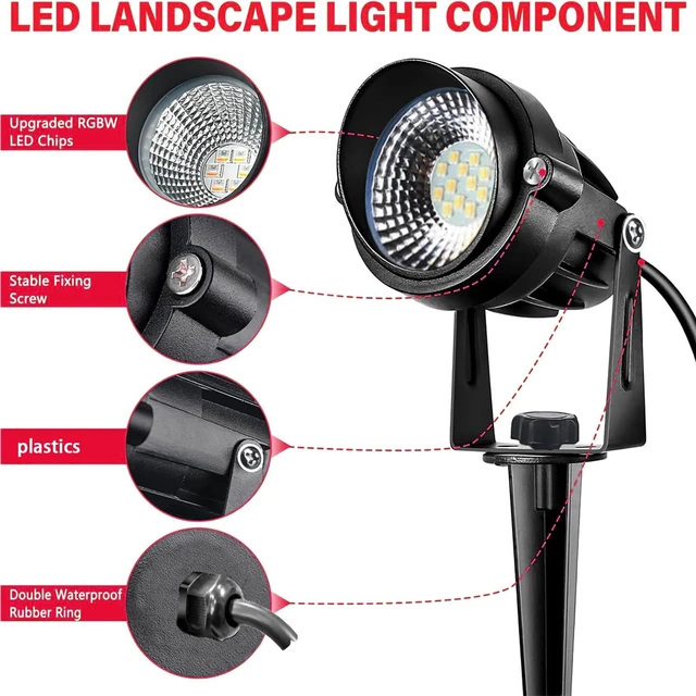 Alt view image 2 of 4 - LED Landscape Lights Spot Lights Outdoor for Yard Garden Decor Spotligh with Remote, N~CCT 2700k~6000K IP68 Waterproof Landscape Lights for Yard,Patio,Lawn, Wall, Flood,Driveway (6, High Voltage)