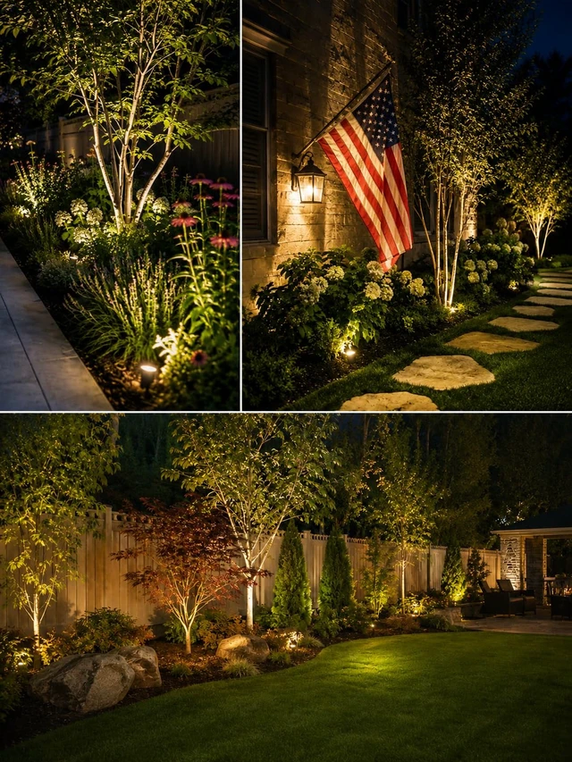 Alt view image 7 of 7 - ELEGLO 5W Low Voltage LED Landscape Lights,12V/24V AC/DC Landscape Lighting,Outdoor Lawn Tree Flag Spotlights with Spike Stand,IP65 Waterproof Garden Pathway Lights (8 Pack Warm White with Connector)