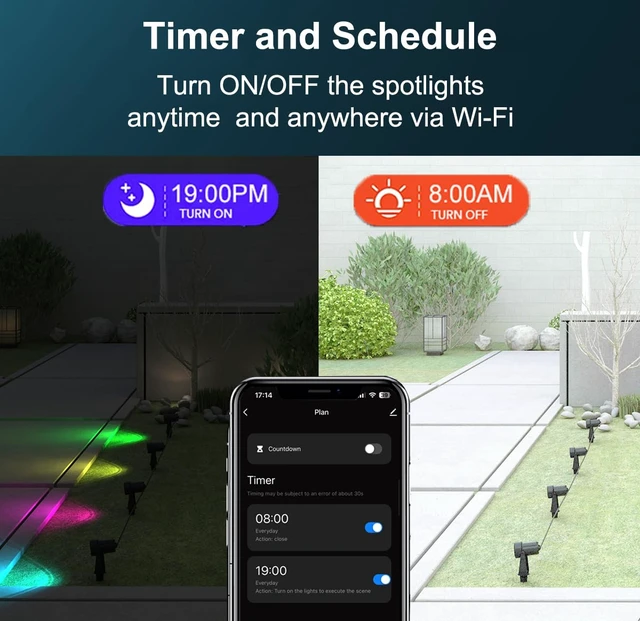 Alt view image 6 of 7 - Ligency Smart Low Voltage Landscape Lights, 4-Pack RGBW Color Changing | Outdoor Spotlights, Alexa & Google Control, IP65 Waterproof, For Trees, Garden, Yard, Pathway & Holiday