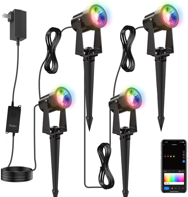 Main image of Ligency Smart Low Voltage Landscape Lights, 4-Pack RGBW Color Changing | Outdoor Spotlights, Alexa & Google Control, IP65 Waterproof, For Trees, Garden, Yard, Pathway & Holiday