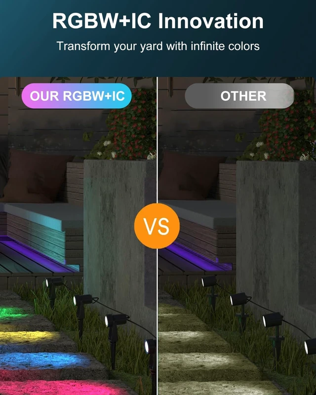 Alt view image 2 of 7 - Ligency Smart Low Voltage Landscape Lights, 4-Pack RGBW Color Changing | Outdoor Spotlights, Alexa & Google Control, IP65 Waterproof, For Trees, Garden, Yard, Pathway & Holiday