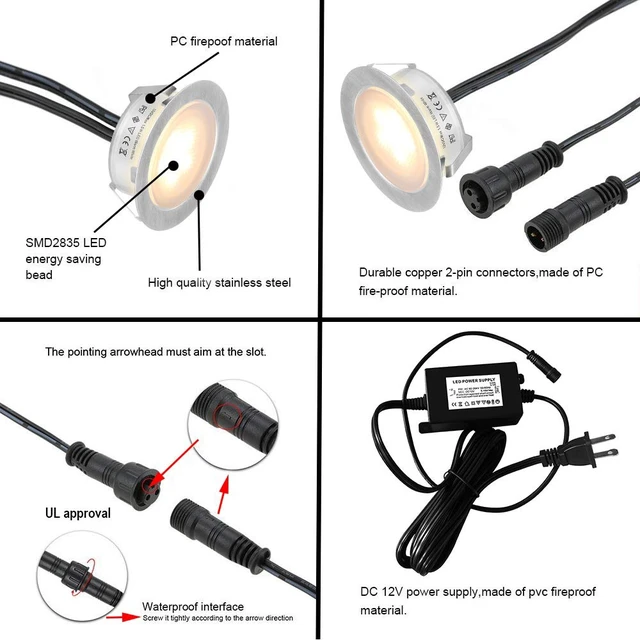 Alt view image 5 of 7 - SMY Lighting Recessed LED Deck Lights Kits 6 Pack, (Upgrade Version) Deck Lighting Waterproof IP67,Low Voltage LED Lights for Garden, Steps,Stair, Living Room, Bathroom, Patio, Pool Deck,Kitchen