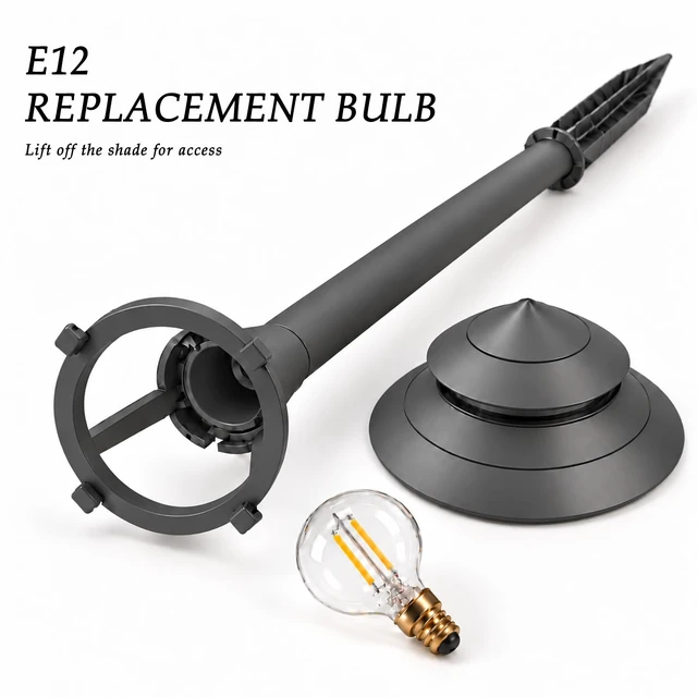 Alt view image 6 of 7 - 12V AC Low Voltage Path Lights 2W 70LM 2PK E12 Replaceable E12 Bulb | 2700K Aluminum 2-Tier Outdoor Pathway Lights With Connectors And Stakes