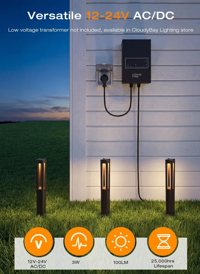 Alt view image 3 of 7 - CLOUDY BAY Low Voltage Path Lights, 6 Pack, 12-24V 3W LED | 1800K/2700K/3000K/4000K/5000K, Landscape Pathway Lights, Outdoor Landscape Lighting for Driveway, Aluminum