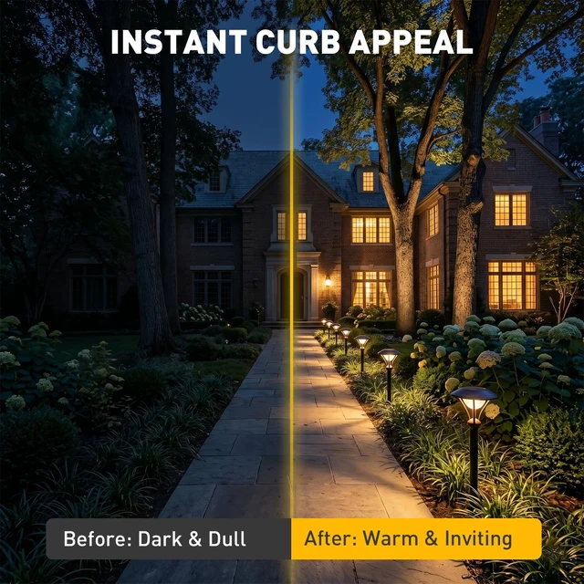Alt view image 5 of 7 - GOLDEN STAR Low Voltage LED Pathway Lights 12V 1W 60LM 3000K Black 2Pack | Landscape Lighting Celestial Outdoor Path Lights With Stakes Connectors For Walkways Gardens Yard Borders
