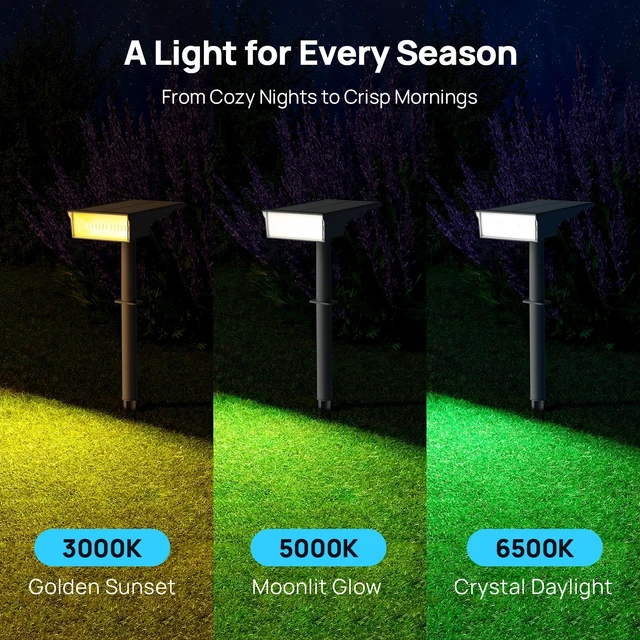 Alt view image 3 of 7 - Consciot Solar Spot Lights Outdoor Tunable White 4 Pack | 3000K/5000K/6500K Solar Spotlights, IP65 Waterproof Landscape Lights, Dusk to Dawn, Garden Yard Pathway, 4 Pack, WS002U