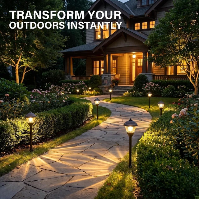 Alt view image 5 of 7 - GOLDEN STAR 12V Low Voltage Path Lights 2W Metal LED Landscape Lighting | 2700K Warm White, 135Lumen, Glass Shade, Outdoor Walkway Light with Stake & Connector for Walkway Yard Garden, 2 Pack