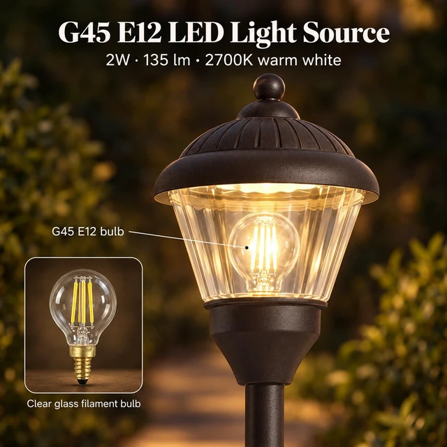 Alt view image 4 of 7 - GOLDEN STAR 12V Low Voltage Path Lights 2W Metal LED Landscape Lighting | 2700K Warm White, 135Lumen, Glass Shade, Outdoor Walkway Light with Stake & Connector for Walkway Yard Garden, 2 Pack