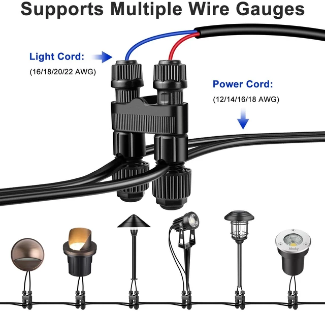 Alt view image 3 of 7 - Low Voltage Wire Connectors 30 Pack, Fastlock2 Landscape Lighting Connectors, Waterproof Tool-Free Quick Connect Electrical Wire Connectors for 1218 Gauge Cable, Outdoor Garden Pathway & Yard Lights