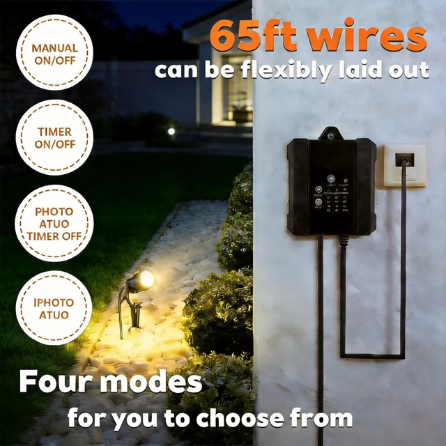 Alt view image 3 of 7 - YANEGRT Low Voltage Landscape Lighting Kit, 8 Pack LED Spotlights | 550 Lumens, 65FT Cable, Timer & Light Sensor, Auto Dusk On, IP65 Waterproof Lights, Decor for Garden, Yard & Pathway