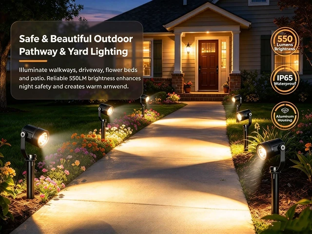 Alt view image 5 of 7 - YANEGRT Low Voltage Landscape Lighting Kit, 8 Pack LED Spotlights | 550 Lumens, 65FT Cable, Timer & Light Sensor, Auto Dusk On, IP65 Waterproof Lights, Decor for Garden, Yard & Pathway