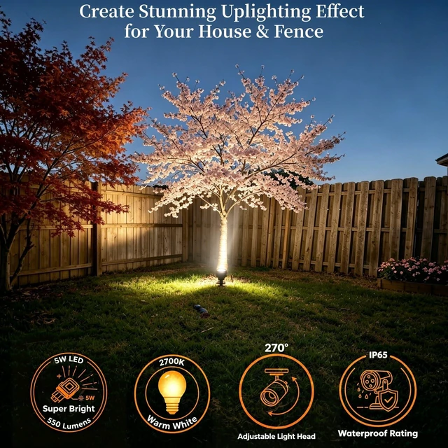Alt view image 4 of 7 - YANEGRT Low Voltage Landscape Lighting Kit, 8 Pack LED Spotlights | 550 Lumens, 65FT Cable, Timer & Light Sensor, Auto Dusk On, IP65 Waterproof Lights, Decor for Garden, Yard & Pathway