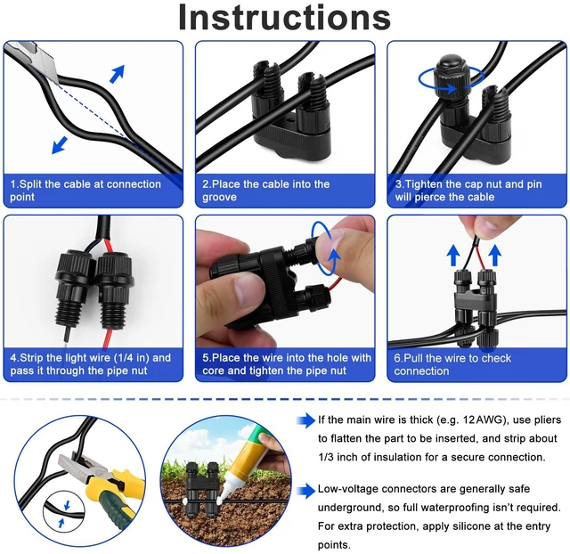 Alt view image 6 of 7 - Low Voltage Wire Connectors 30 Pack, Fastlock2 Landscape Lighting Connectors, Waterproof Tool-Free Quick Connect Electrical Wire Connectors for 1218 Gauge Cable, Outdoor Garden Pathway & Yard Lights