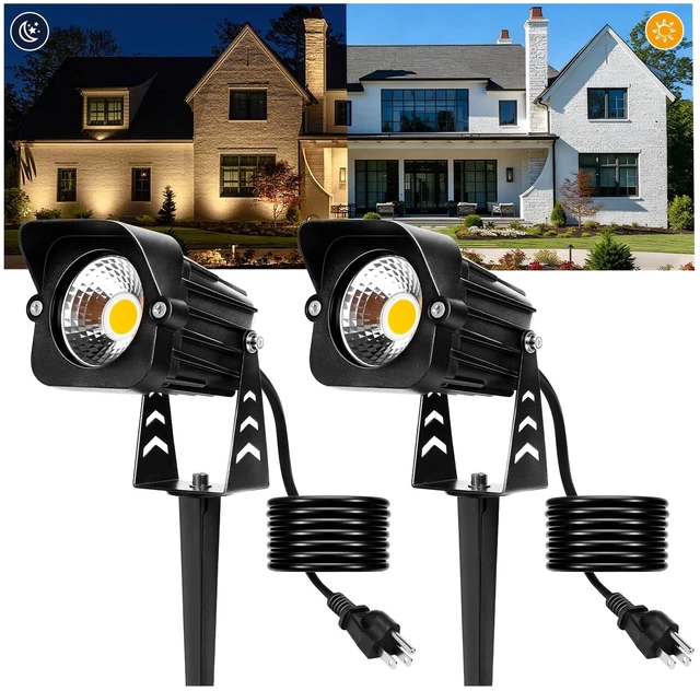 Main image of Dusk to Dawn Outdoor Lighting,15W Spot Lights Outdoor with Photocell Sensor | 1620LM 3000K Warm White,Spotlights IP65 Waterproof, 5.91FT Cable US Plug, Landscape Lighting for Big Garden Yard Flag Tree