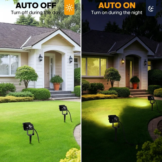 Alt view image 2 of 7 - Dusk to Dawn Outdoor Lighting,15W Spot Lights Outdoor with Photocell Sensor | 1620LM 3000K Warm White,Spotlights IP65 Waterproof, 5.91FT Cable US Plug, Landscape Lighting for Big Garden Yard Flag Tree