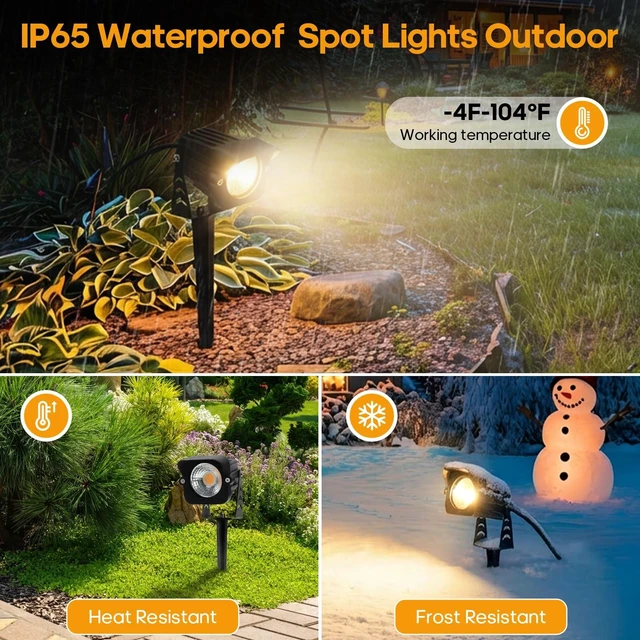 Alt view image 4 of 7 - Dusk to Dawn Outdoor Lighting,15W Spot Lights Outdoor with Photocell Sensor | 1620LM 3000K Warm White,Spotlights IP65 Waterproof, 5.91FT Cable US Plug, Landscape Lighting for Big Garden Yard Flag Tree