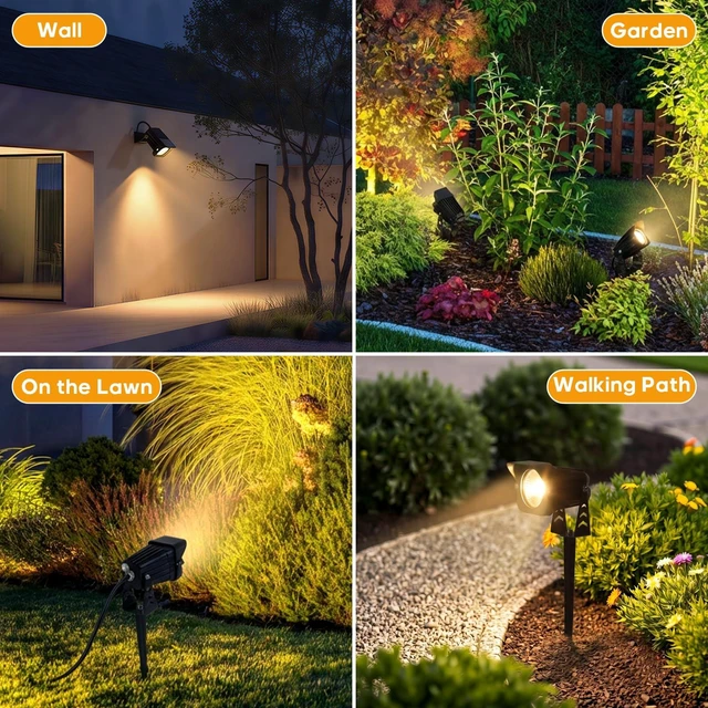 Alt view image 5 of 7 - Dusk to Dawn Outdoor Lighting,15W Spot Lights Outdoor with Photocell Sensor | 1620LM 3000K Warm White,Spotlights IP65 Waterproof, 5.91FT Cable US Plug, Landscape Lighting for Big Garden Yard Flag Tree