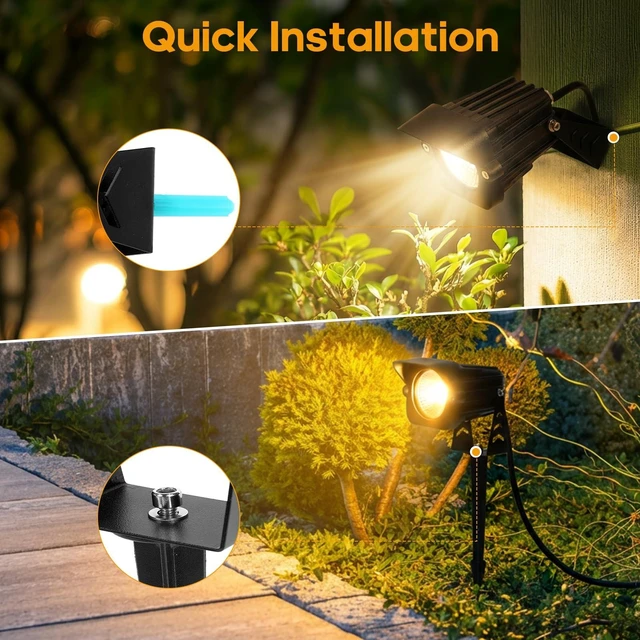 Alt view image 7 of 7 - Dusk to Dawn Outdoor Lighting,15W Spot Lights Outdoor with Photocell Sensor | 1620LM 3000K Warm White,Spotlights IP65 Waterproof, 5.91FT Cable US Plug, Landscape Lighting for Big Garden Yard Flag Tree