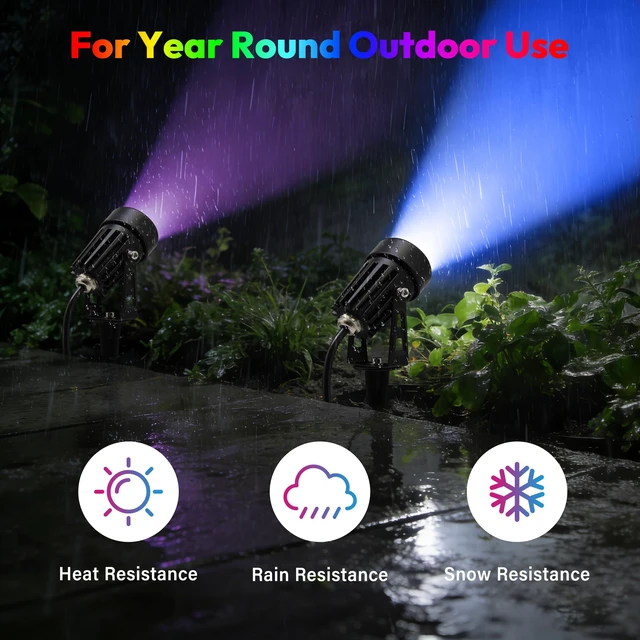Alt view image 2 of 7 - UPONELED RGBW Landscape Lights, 12V/24V Low Voltage Color Changing COB LED Spotlights, Adjustable Outdoor Uplights,IP67 Waterproof Outdoor Garden Yard Tree Pathway Lights (8 Pack)