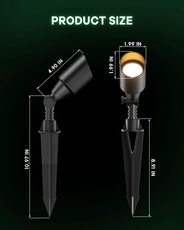 Alt view image 6 of 7 - Makergroup Low Voltage Landscape Spotlights, 3W MR11 LED Bulb 12V 2-Pack | 3W GU4 Bulb 2700K, Black Aluminum Fixture, Adjustable Uplighs, Wateproof Outdoor Spot Light Wired for Yard, Garden, Tree