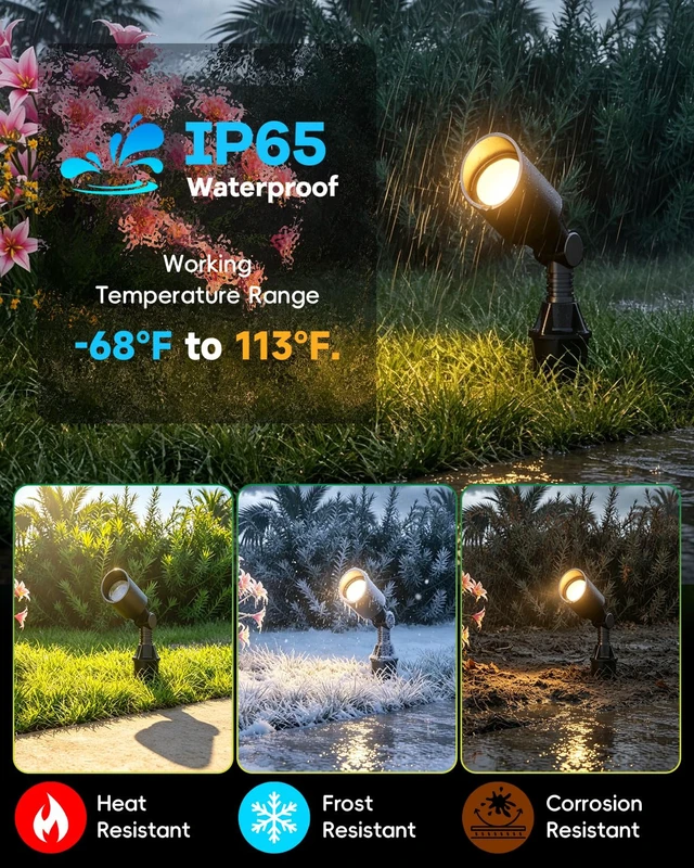 Alt view image 4 of 7 - Makergroup Low Voltage Landscape Spotlights, 3W MR11 LED Bulb 12V 2-Pack | 3W GU4 Bulb 2700K, Black Aluminum Fixture, Adjustable Uplighs, Wateproof Outdoor Spot Light Wired for Yard, Garden, Tree