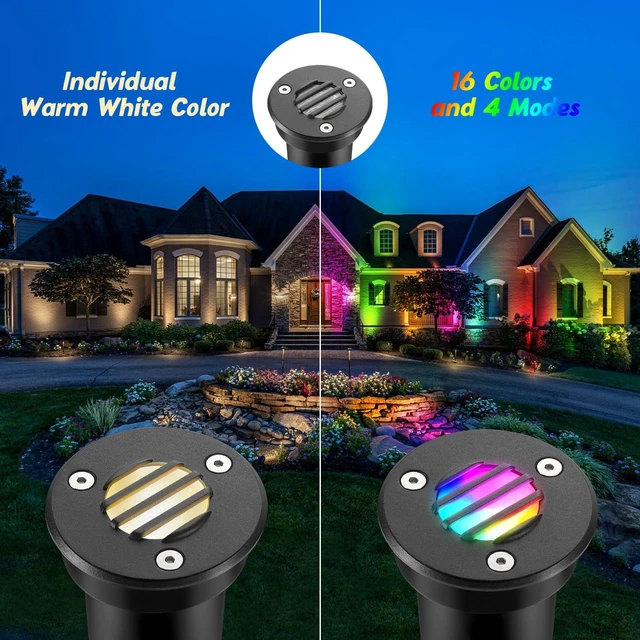 Alt view image 3 of 7 - Junview Low Voltage Landscape Lights with Connectors Grated Top Anti-Glare LED Well Lights 12V-24V Waterproof Outdoor In-Ground Light Landscape Lighting for Patio Yard Deck Pathway (12)