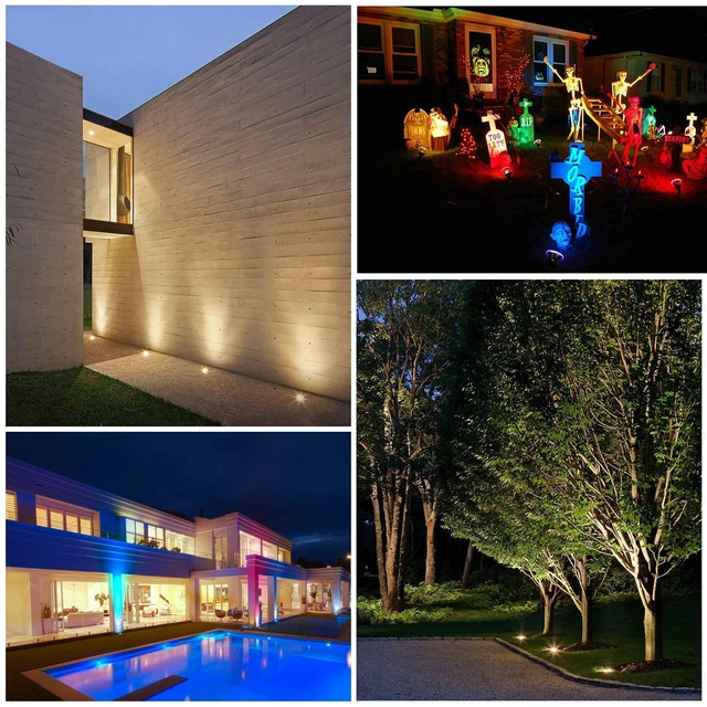 Alt view image 7 of 7 - Junview Low Voltage Landscape Lights with Connectors Grated Top Anti-Glare LED Well Lights 12V-24V Waterproof Outdoor In-Ground Light Landscape Lighting for Patio Yard Deck Pathway (12)