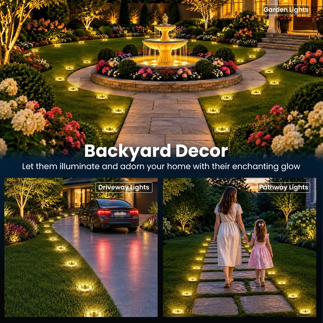 Alt view image 2 of 7 - SOLPEX 20 Pack Solar Ground Lights Outdoor, Yard Lights Warm White | IP65 Waterproof Landscape Lighting for Walkway, Driveway, Pathway, Garden, Backyard Decor- Diamond Style Lampshade
