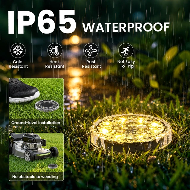 Alt view image 6 of 7 - SOLPEX 20 Pack Solar Ground Lights Outdoor, Yard Lights Warm White | IP65 Waterproof Landscape Lighting for Walkway, Driveway, Pathway, Garden, Backyard Decor- Diamond Style Lampshade