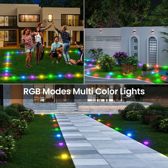 Alt view image 3 of 7 - VOD 24 Pack Outdoor Ground Lights, 100FT Pathway Lights, IP65 Waterproof | RGB+IC Patio Decorations, Works with Alexa Google Assistant, Music Modes, Light for Patio Pathway Lawn Yard Driveway